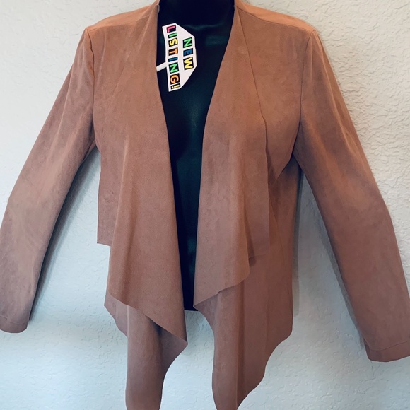 🪷Forever 21 women’s  waterfall faux suede jacket/cardigan - Picture 1 of 7